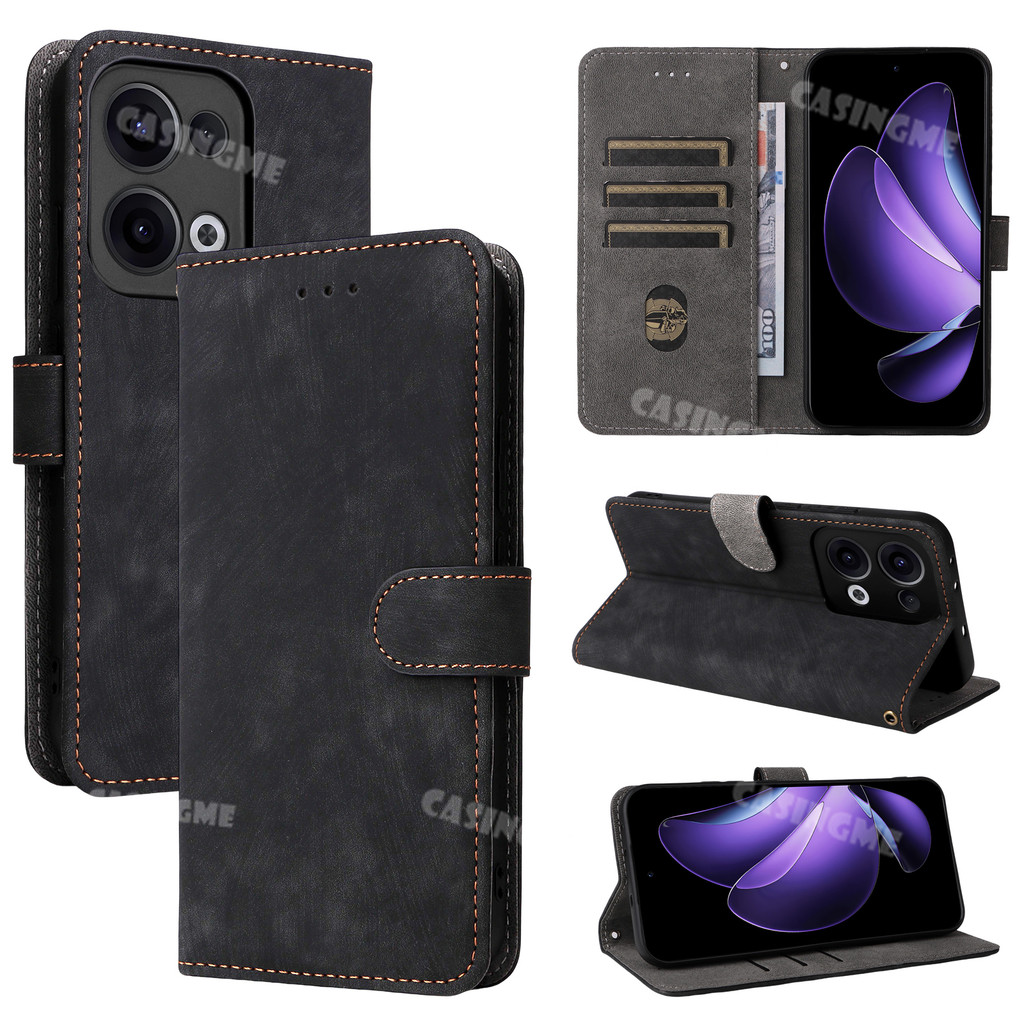 Oppo Reno13 5G ช่องใส่การ์ดและกระเป๋าสตางค์หนัง PU สําหรับ OPPO Reno 13 Reno13 OPPOReno13 13Reno F Pro 4G 5G เคสโทรศัพท์กันกระแทกฝาหลัง Flip Matte หนังปลอก