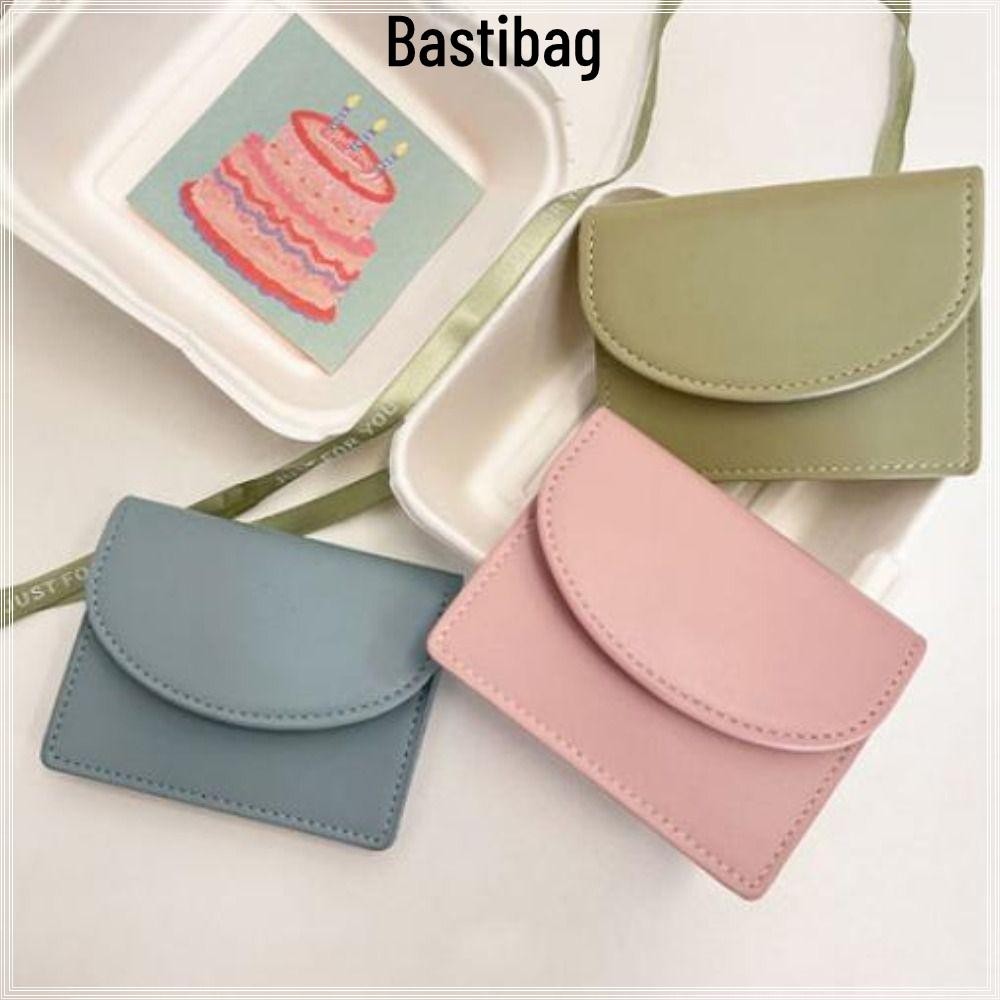 Bastibag กระเป๋าสตางค์ผู้หญิง กระเป๋าใส่เหรียญความจุขนาดใหญ่ขนาดเล็ก หนัง PU แบบพกพา Dopamine Color Card Holders หญิง