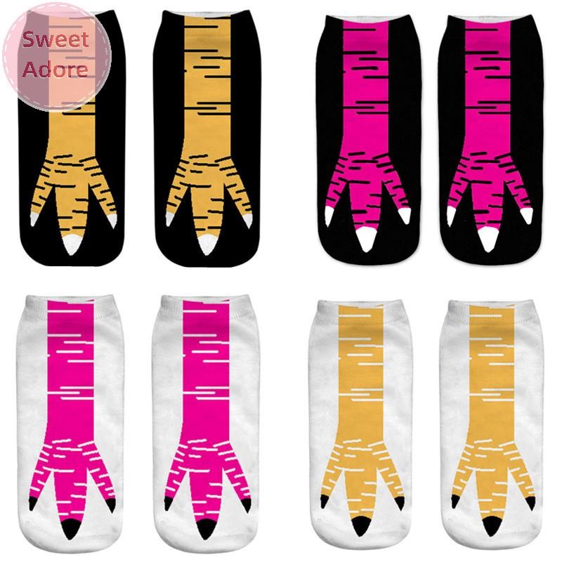 Sweetadore 1 คู่ Creative 3D พิมพ์ไก่ Claw ถุงเท้า Unisex แฟชั่นถุงเท้าสั้นนุ่มสบายถุงเท้าตลกฮาโลวีนคอสเพลย์ Props TH