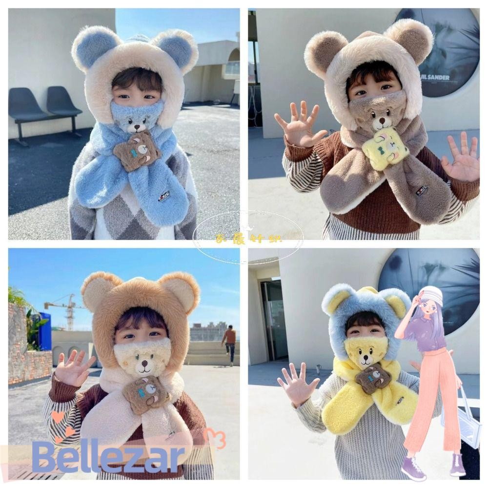Bellezar หมวกป้องกันหู, Thicken น่ารักการ์ตูนหมวกผ้าพันคอ, แฟชั่นสามชิ้นฤดูหนาว Windproof Warm Beanies สําหรับเด็ก