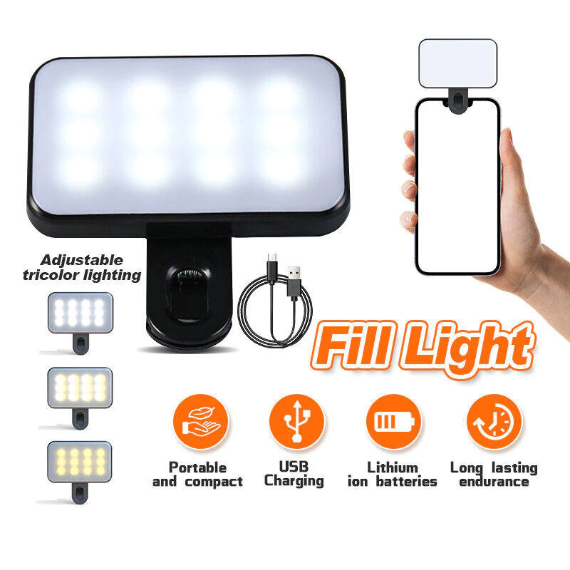 YTL ไฟติดหัวกล้อง โคมไฟเซลฟี่ LED 3 โหมด ปรับได้ ขนาดเล็ก พกพาง่าย ถนอมสายตา ชาร์จไฟได้ สําหรับสมาร์ทโฟน แล็ปท็อป กล้อง thumbnail 3