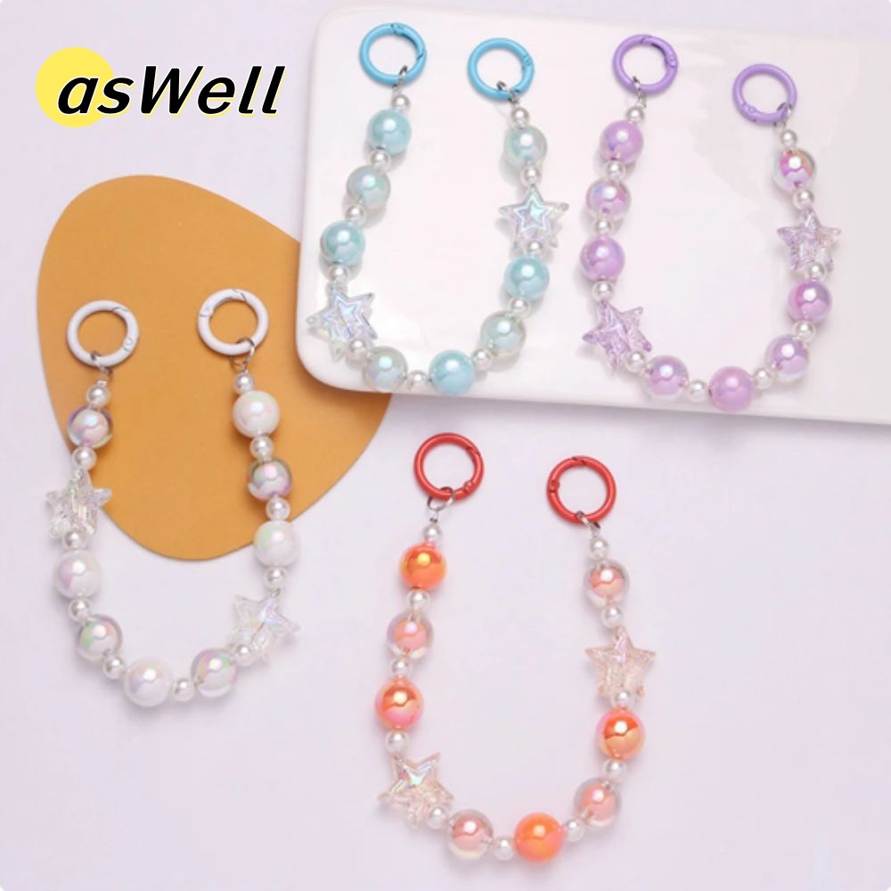Aswell จี้ลูกปัดดาว, เปลี่ยนพวงกุญแจโซ่ลูกปัดระเบิดไล่โทนสี, แฟชั่นเชือกเส้นเล็กโทรศัพท์อะคริลิคสีสันสดใสผู้หญิง