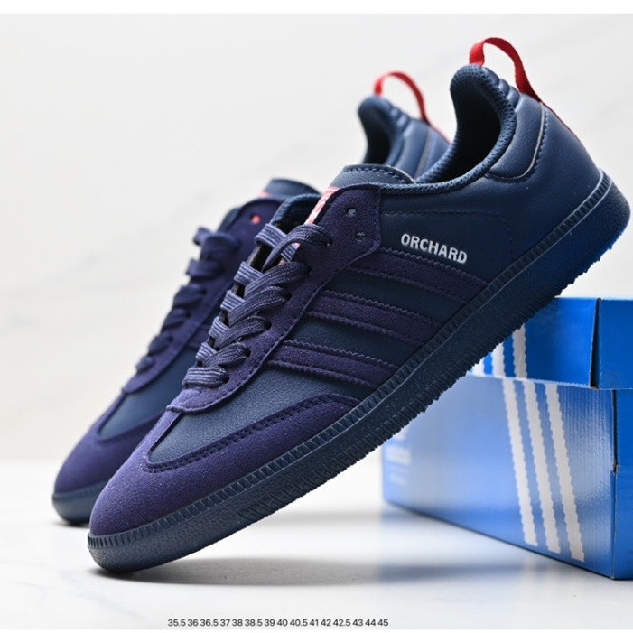 Adidas Originals samba มังสวิรัติ OG samba Dance รองเท้ากีฬาลำลองสำหรับผู้ชายสีฟ้าและสีชมพู