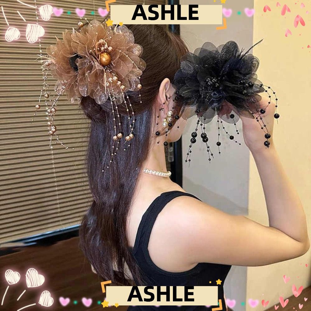 Ashle คลิปโลภ, ดอกไม้ดอกโบตั๋นกรงเล็บผมพลาสติก, หมวกหรูหราพู่โบว์ Hairgrips สาว