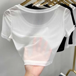 เสื้อครอปผู้หญิงแขนสั้น ทรงสั้น สวมใส่สบาย
