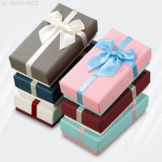 กล่องของขวัญ ฝามีโบว์คาด ขนาด 7x13x5 cm (แพ็ค 1 ใบ)