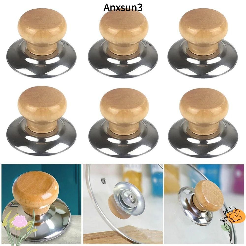 Anxsun3 1/4 ชิ้นฝาหม้อ,ถือยกจับอุปกรณ์ครัวเปลี่ยนลูกบิด,กระทะเครื่องครัวอะไหล่ทนความร้อนหม้อฝาครอบด้านบน