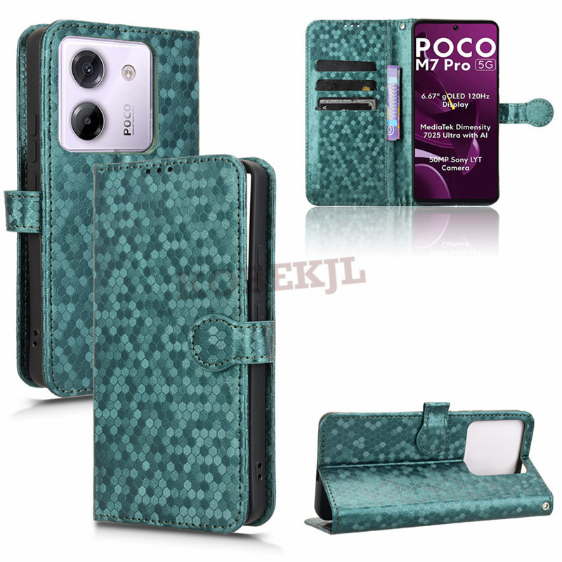 Xiaomi Poco M7 Pro Case Flip Polka Dot PU Leather Wallet Card Slot Phone Cover Poco M7 M6 Pro PocoM7