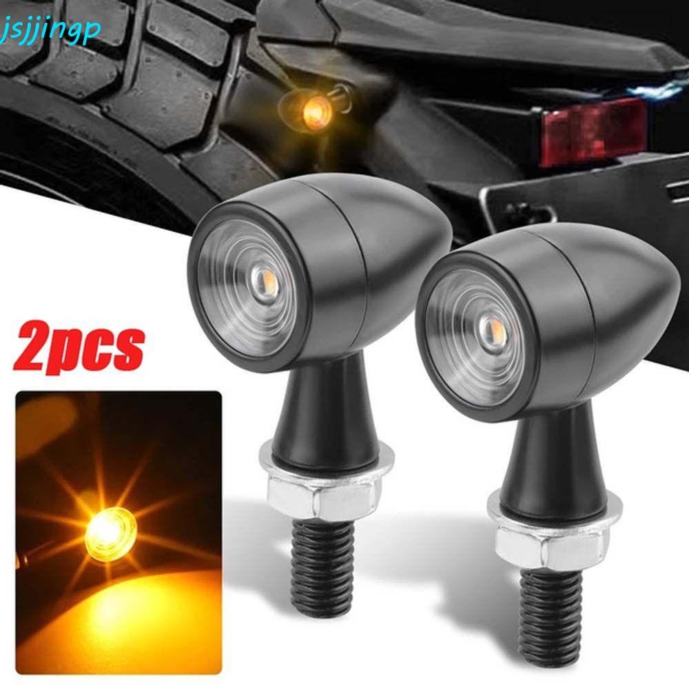 Jsjjingp ไฟเลี้ยว LED ขนาดเล็ก 8 มม. ไฟรถจักรยานยนต์ Dirt Bike อลูมิเนียม Moto ไฟกระพริบ