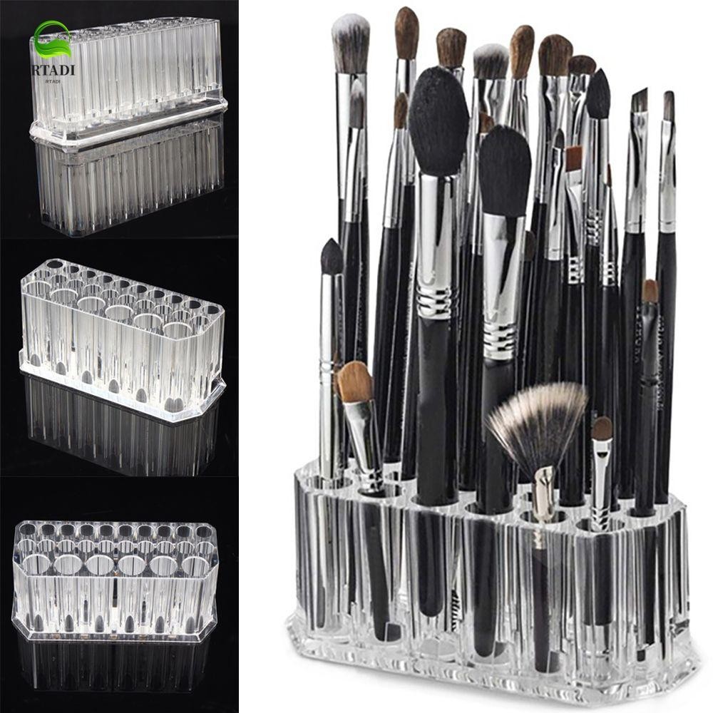 Rtadi ที่วางแปรงแต่งหน้าโปร่งใสประหยัดพื้นที่ชั้นวางดินสอที่ใส่ลิปสติกอะคริลิ26หลุมยืนแสดง