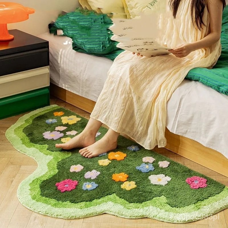 Lawn Moss Rugs Carpet for Living Room Bedroom Nordic Green Irregular Bedside Area Rugs Tufting Floor