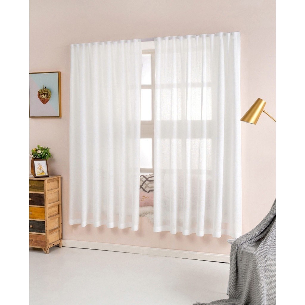 แนะนำ ผ้าม่าน ***สินค้าขายดี*** ผ้าม่านกรองแสง สีขาว โทนอบอุ่น ไม่ต้องเจาะ ใช้ตีนตุ๊กแก สวย จับจีบได้ (แถมฟรี เทปกาว+ สายรัดผ้าม่าน) ราคาพิเศษ มีเก็บเงินปลายทาง