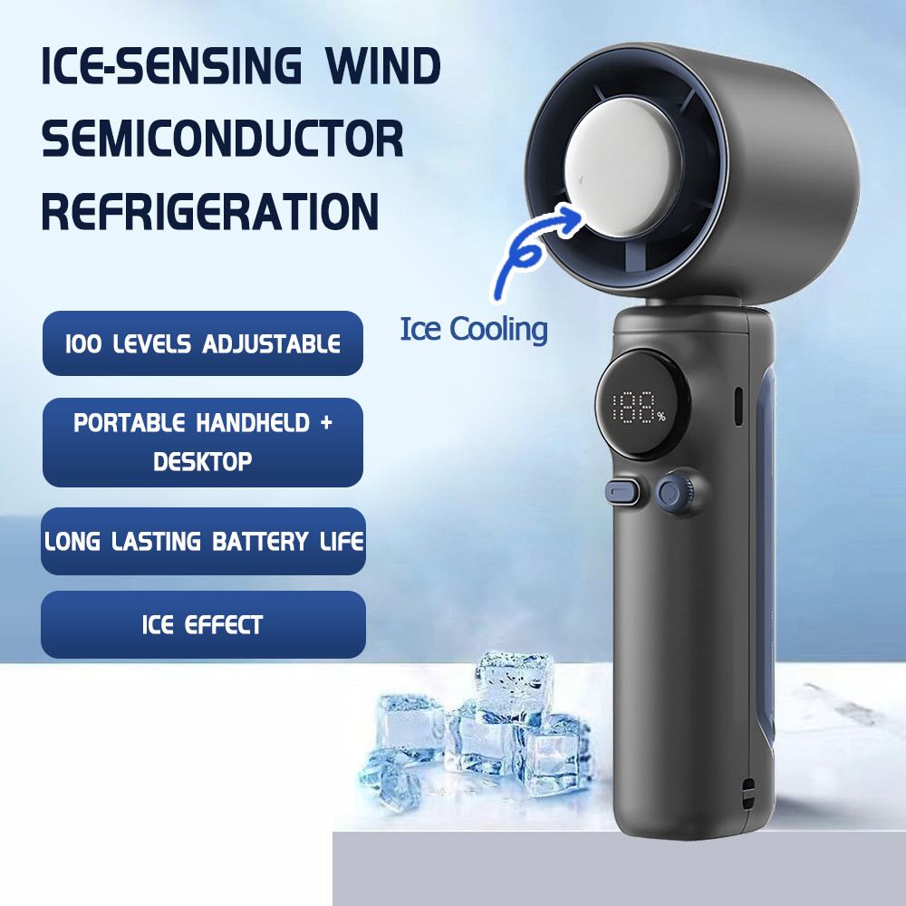 พัดลมมือถือ พัดลมไอเย็นไฟฟ้าแบบพกพา 4000mAh 100 ระดับลมแรงพัดลมไร้ใบพัดแบบพกพาแบบชาร์จไฟได้ด้วย