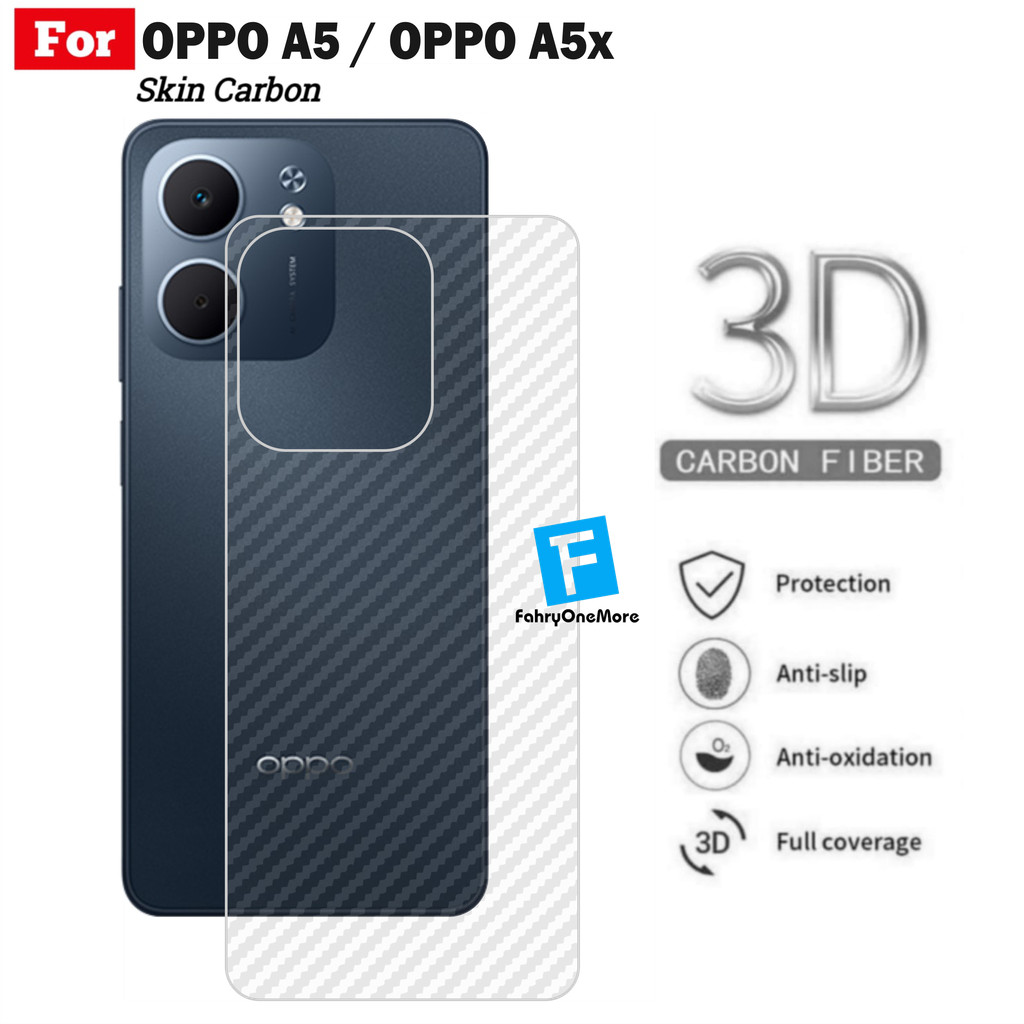 ผิวคาร์บอน Oppo A5 A5x A5i Garskin Fiber Anti เชื้อรา Back Protector