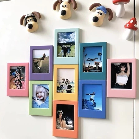กรอบรูปแม่เหล็กโพลารอยด์ 10 ซม. ขาตั้งจอแสดงผลรูป อิน สไตล์เครื่องประดับสร้างสรรค์ตู้เย็นสติกเกอร์การ์ดขนาดเล็กคงที่