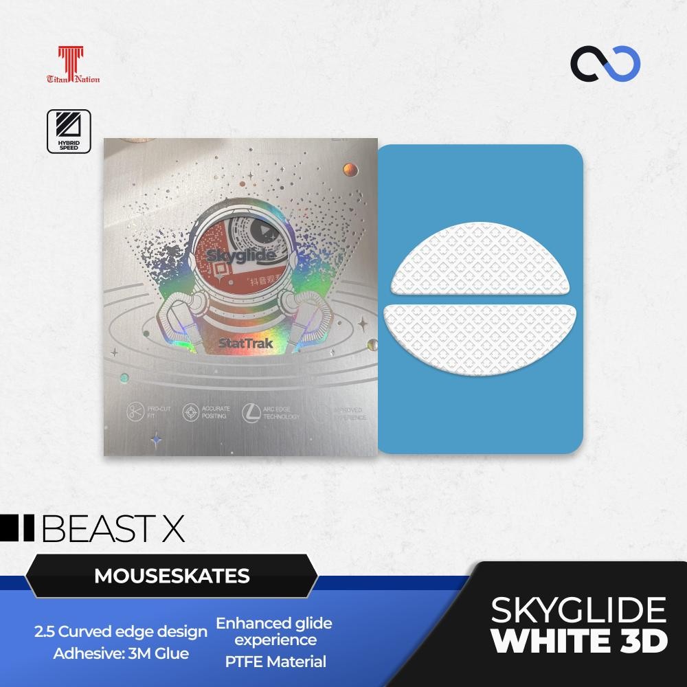 Skyglide StatTrak White 3D WLMouse Beast X Gaming Mouse Feet / Mouse Skate PTFE (ไฮบริด)