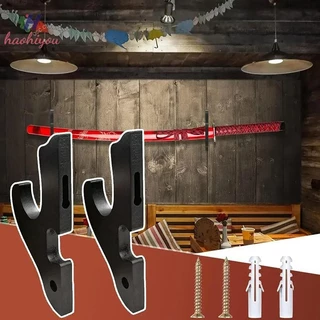 <haohiyou> Wall Mount ดาบไม้ขาตั้ง Hook Hanger ปรับชั้นวางจอแสดงผลมีดคอสเพลย์ Wand ดาบสําหรับ Samurai Rack