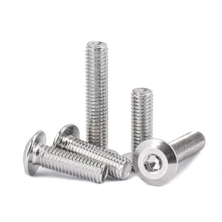M6/M8/M10/M12 น็อต หัวจมแบน หัวกลมแบน สแตนเลส 304 เกลียวมิล หยาบ สกรู / Round Flat Hex Socket Machine Screw SUS304 [Len-DM-1]
