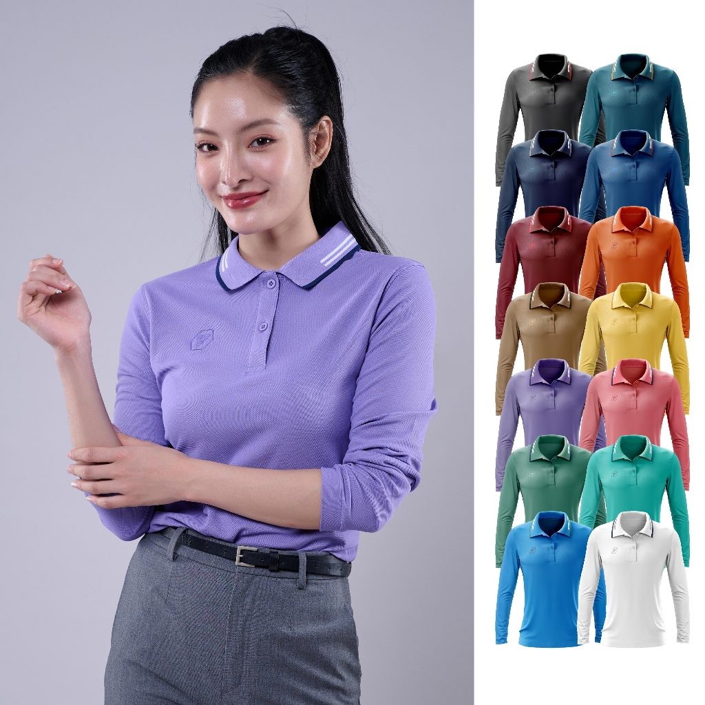 PEGAN เสื้อโปโลเบสิคหญิง แขนยาว รุ่น 16-24080 (ไม่มีกระเป๋า) เนื้อผ้าจูติ