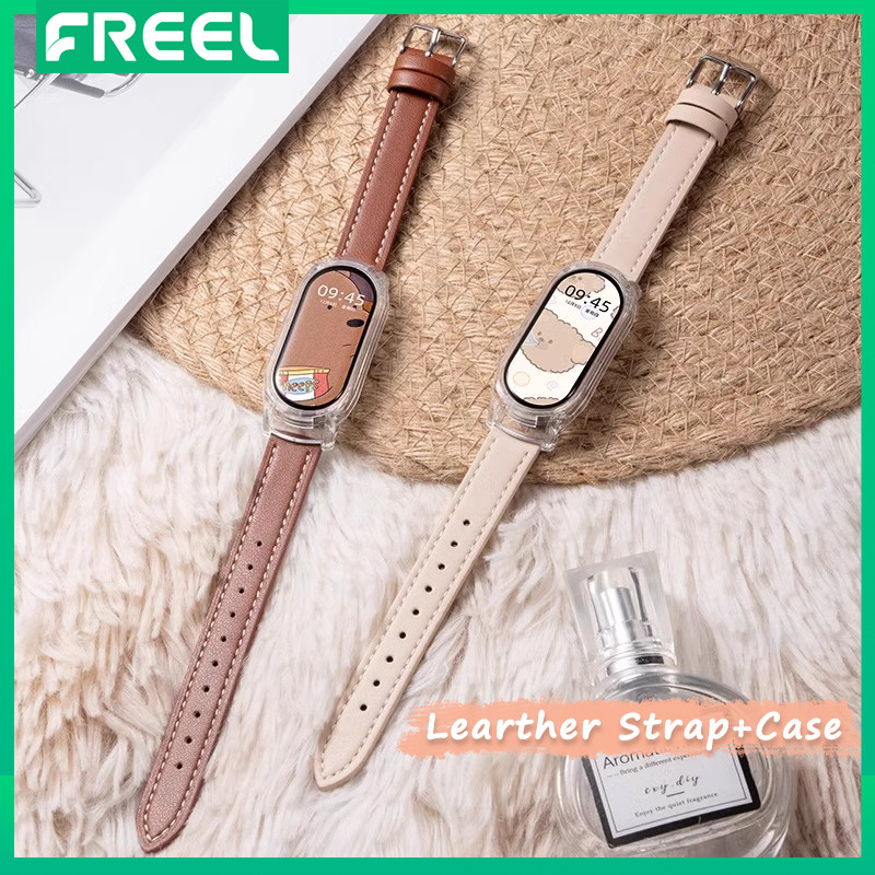 สําหรับ Mi Band 9 8 สายคล้องคอหนังสําหรับ Xiaomi Smart Band 9 NFC สายคล้องคอ Miband 7 6 5 4 3 NFC สร