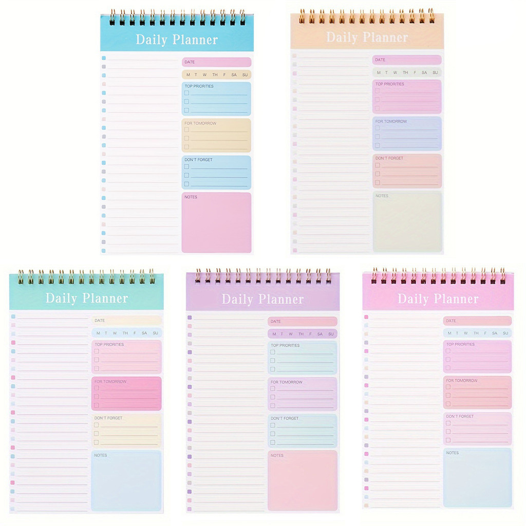 Ossayi 5 Pack Daily Planners ครู A5 150Sheep Schedule Spiral Notebooks School Office Supplies To Do List Notepad