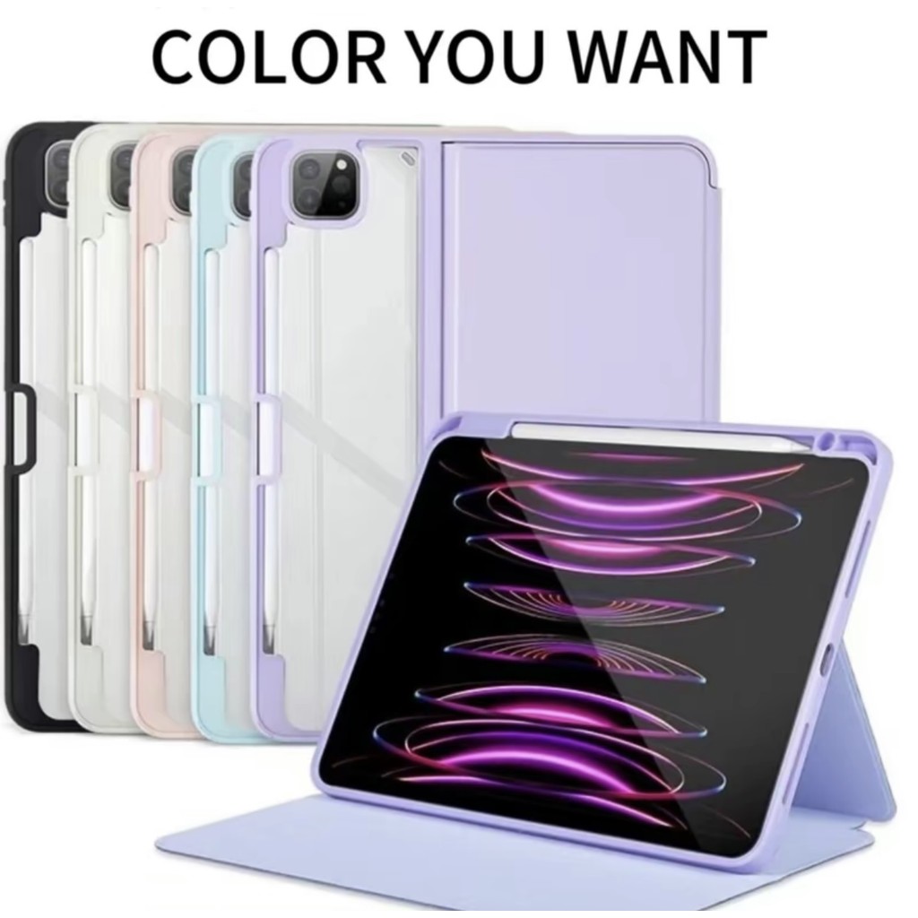 เคสไอแพด Acrylic หลังใส case ใช้สำหรับ iPad 10.9 Pro11 10.2 เคส ipad for iPad 9.7 เคสมีช่องเก็บปากกา แผ่นหลังอะครีลิ