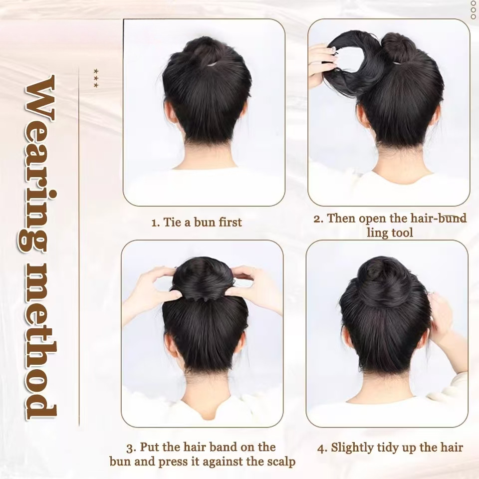 ผมปลอม ผมห่วงโลภคลิปวิกผมจัดส่ง ผู้หญิงใส่วิกผม เครื่องเป่าผมแผ่นหด มารูโกะ วิกผมที่คาดผม มวยผมจําลอง - รูปที่ 4