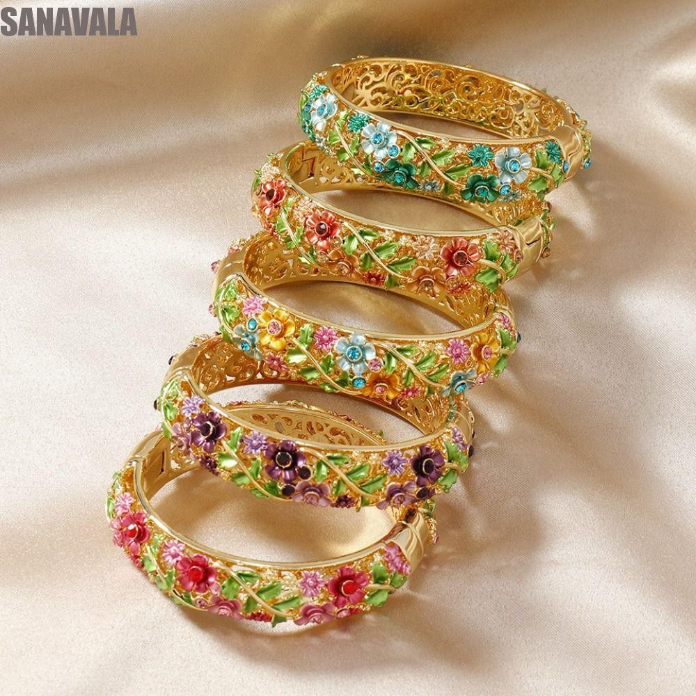 ซาวาลา สร้อยข้อมือจีน Cloisonne,เคลือบคู่กําไลข้อมือกลวงออกดอกไม้กําไลข้อมือ,โบฮีเมียนจีนโบราณคลาสสิกผู้หญิงมือสร้อยข้อมือของขวัญสําหรับผู้หญิงสาว