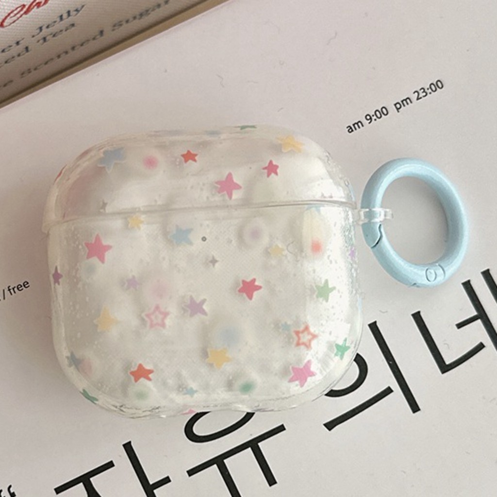 ปลอก สําหรับ แอร์พอด 4 มือโปร 2 3 1 แฟชั่นสดสีสันดาวรูปแบบนุ่ม ทีพียู กันกระแทกหูฟังกรณีปกคลุมด้วยป้องกันการสูญหายแหวนสีฟ้าหูฟังบลูทู ธ เปลือก