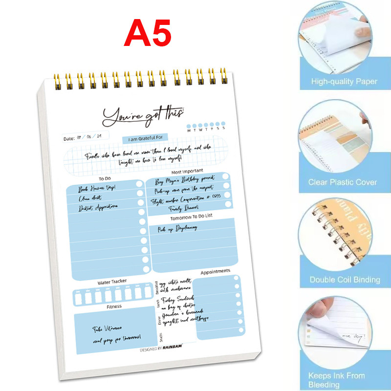 A5 To Do List Notepad Undated Daily Planner Notebook Stationery Teacher Diary Campus Agenda Office S