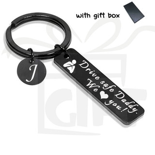 (With Gift Box)26 Letters Drive Safe Daddy Keychain Stainless Steel initial Key Chain Drive Safe Keychain Father's Day Birthday Gift Valentine's Day Gift