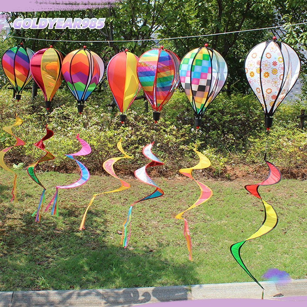 Goldyear985 บอลลูนอากาศร้อนหมุนสวนที่มีสีสันลมเปิด Yard ตกแต่งสนามหญ้าลม Twister Pinwheels