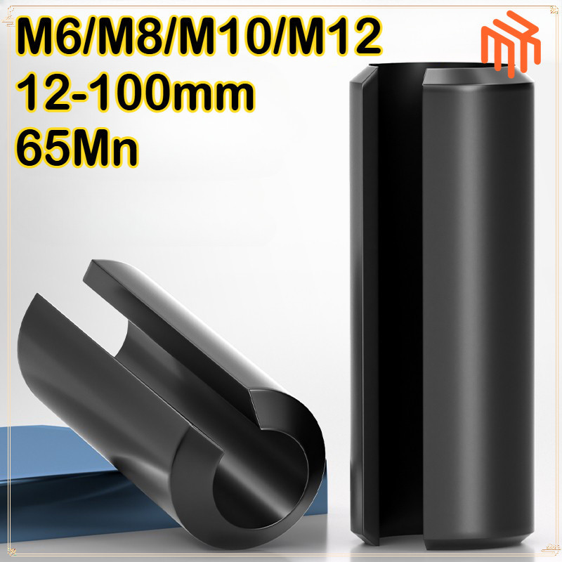 [MX1] M6-M8-M10-M12 ปิ้นตะกุด Spring Pin ปิ้นหลอ / เหล็ก 65Mn (สีดำ) ปิ๊น ตะกุด ตะกรุด ผ่า  ปิ้นหลอด  M6M8M10M12 / Slotted Spring Pins 65Mn steel (black)