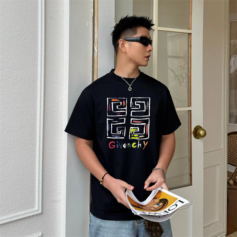 ใหม่อินเทรนด์แฟชั่น Graffiti พิมพ์รูปแบบหลวมสบายๆ 300g เสื้อยืดแขนสั้น, Unisex HG656