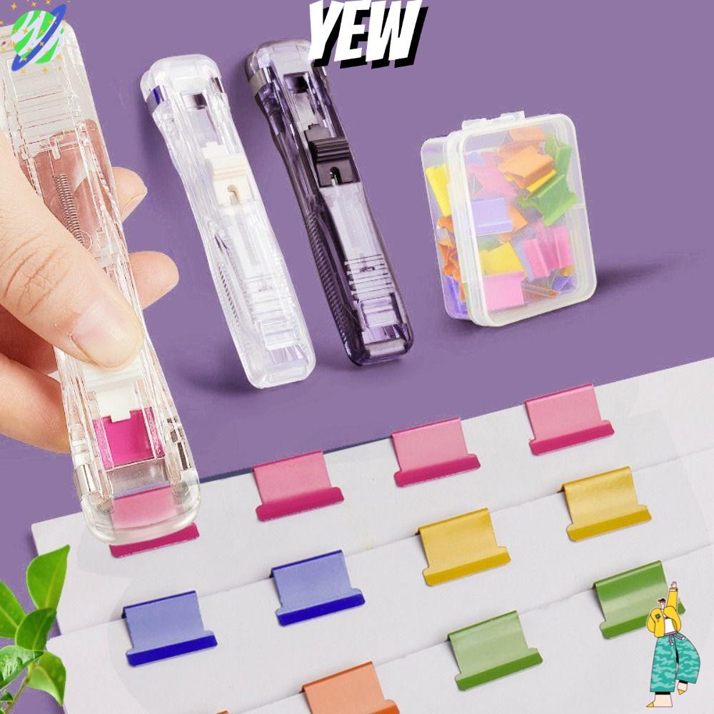 Yew คลิป Pusher, Hand Push Hand Push Clamp, โลหะเรียบง่าย Traceless เอกสารแฟ้มเย็บกระดาษของขวัญนักเรียน