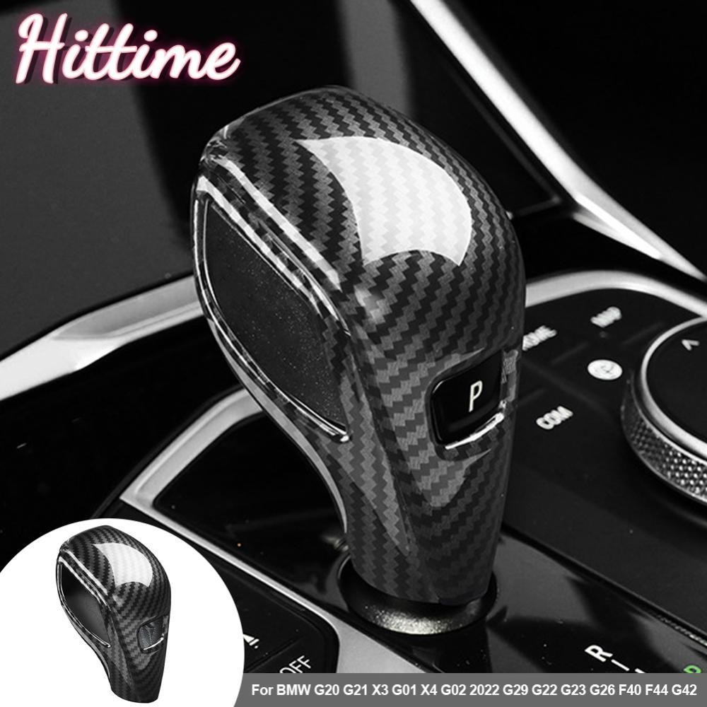 Hittime 4 ชิ้น/เซ็ตรถคาร์บอนไฟเบอร์เกียร์ Shift Knob Cover Trim จัดแต่งทรงผมอุปกรณ์เสริมสําหรับ BMW 