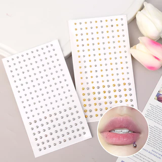 [3-5 วันมาถึง] 1/2 ชิ้นชุบโลหะ Sliver สีเพชร Lip Stud สติกเกอร์ - สําหรับคิ้วจมูกหู Face Body - Non Piercied, Self กาว, กันน้ํา - Diy แต่งหน้า Decor - Rhinestones แหวนจมูก