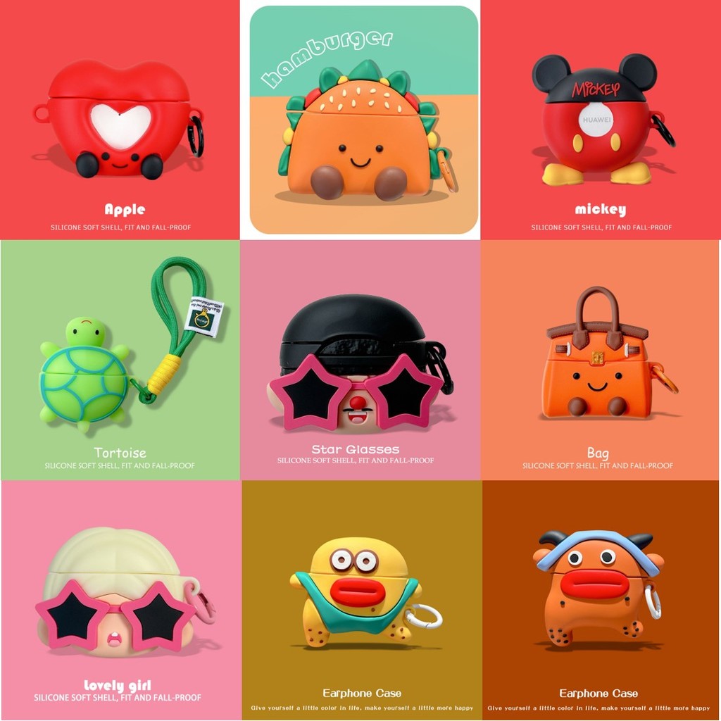 Stock Ready Cartoon Glasses Girl Silicone Headphone Soft Cases for Apple AirPods 1 2 3 4 Pro Pro2 with Hook