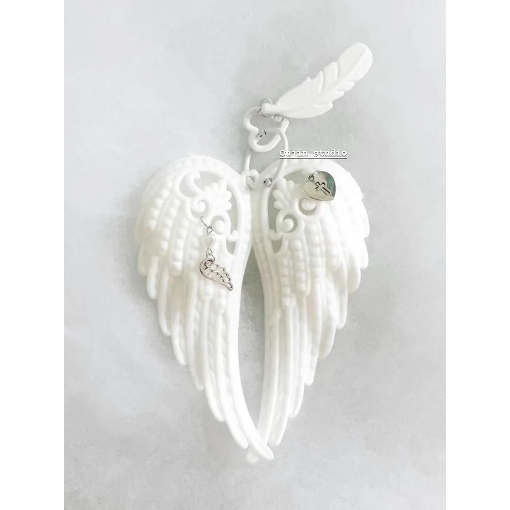 สไตล์เกาหลี ins Niche Design สาวน่ารักหัวใจ Cross Love Angel Wings กระเป๋าจี้พวงกุญแจ