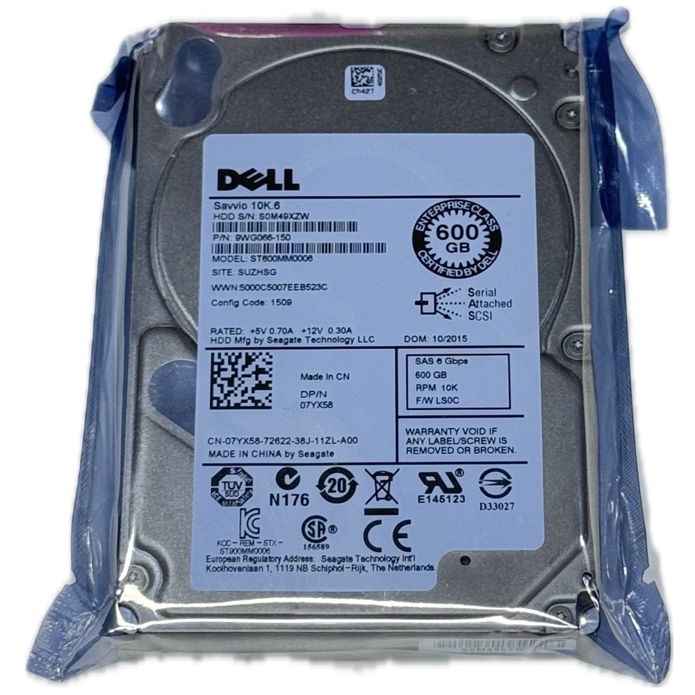 (ส่งฟรี) Harddisk SAS 600GB 10K 6Gbps 2.5" 07YX58 ST600MM0006 สินค้าใหม่ มือ 1 รับประกัน 1 ปี ส่งฟรี