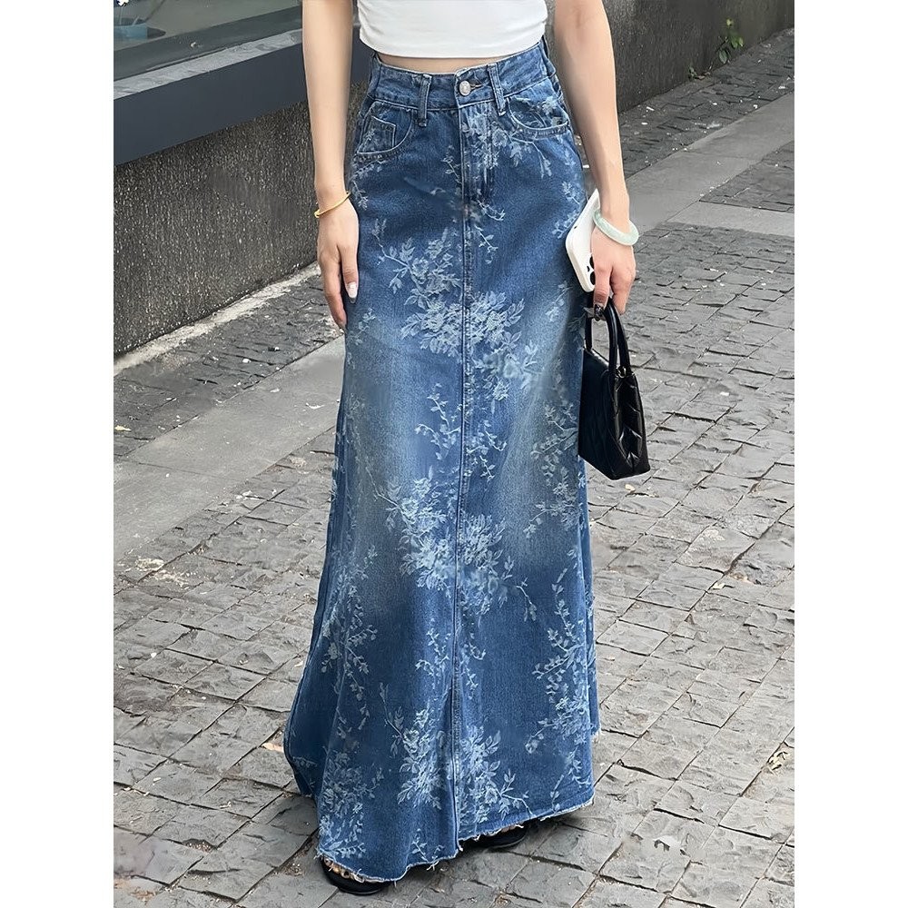 กระโปรงผู้หญิงสไตล์เกาหลีย้อนยุค เอวสูง Slimer JARD denim ออกแบบใหม่ Ins niche A-line กระโปรงยาว ราคา ถูกที่สุด ดีลบีเคเค แกลเลอรีภาพที่ 2