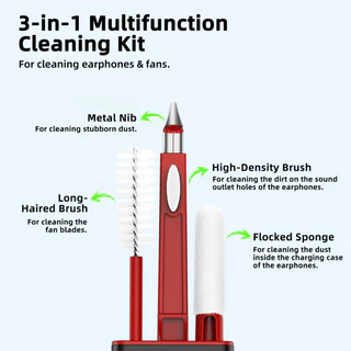 GOOJODOQ 3-in-1 Multifunction Cleaning Kit 360 Degree High Cleanliness Soft Bristles don't Damage the Machine