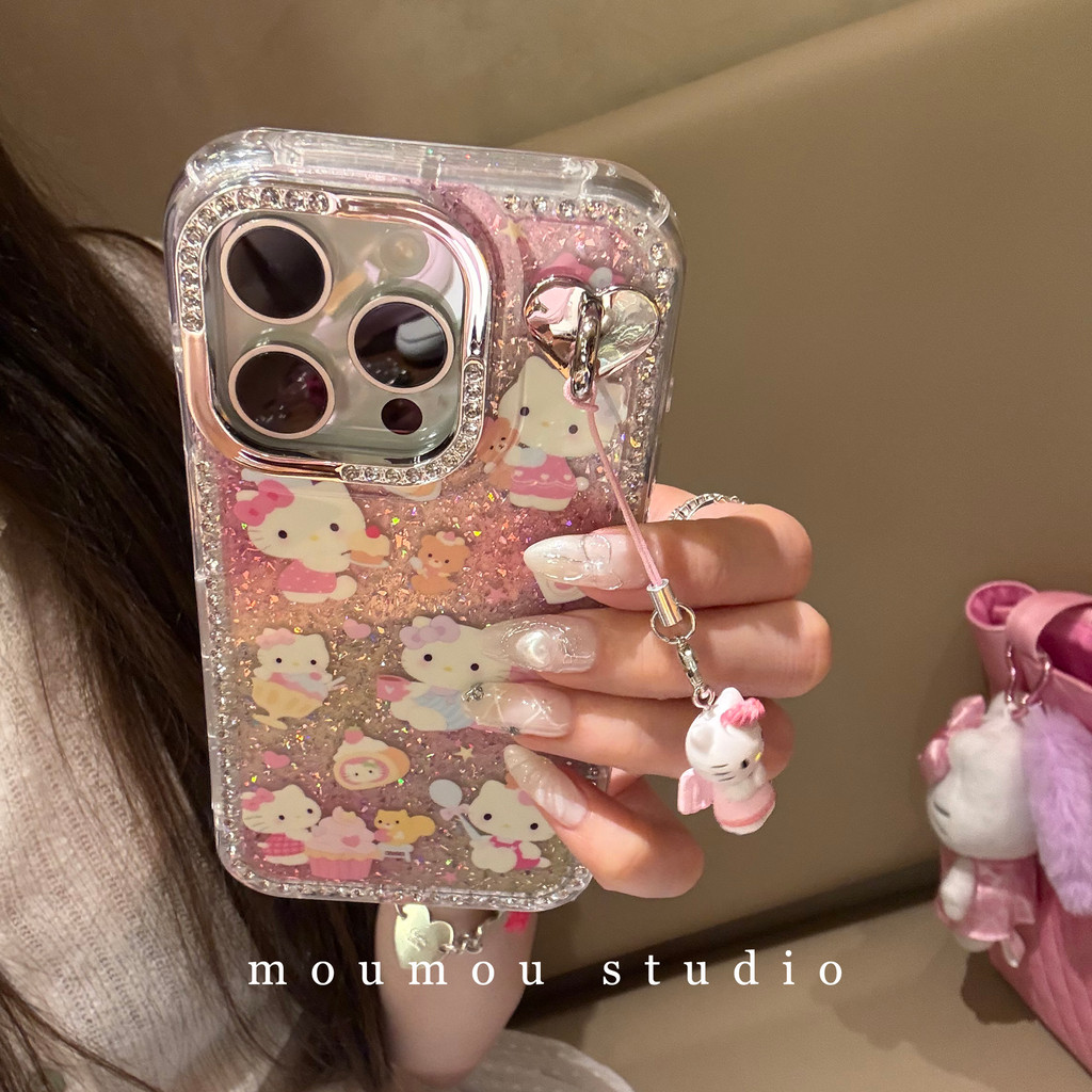 Huiwanju ขอบเพชรประกายแมวน่ารักเหมาะสําหรับ iPhone 16 Promax เคสโทรศัพท์สําหรับ iPhone 15 การ์ตูน 14 13 - รูปที่ 4