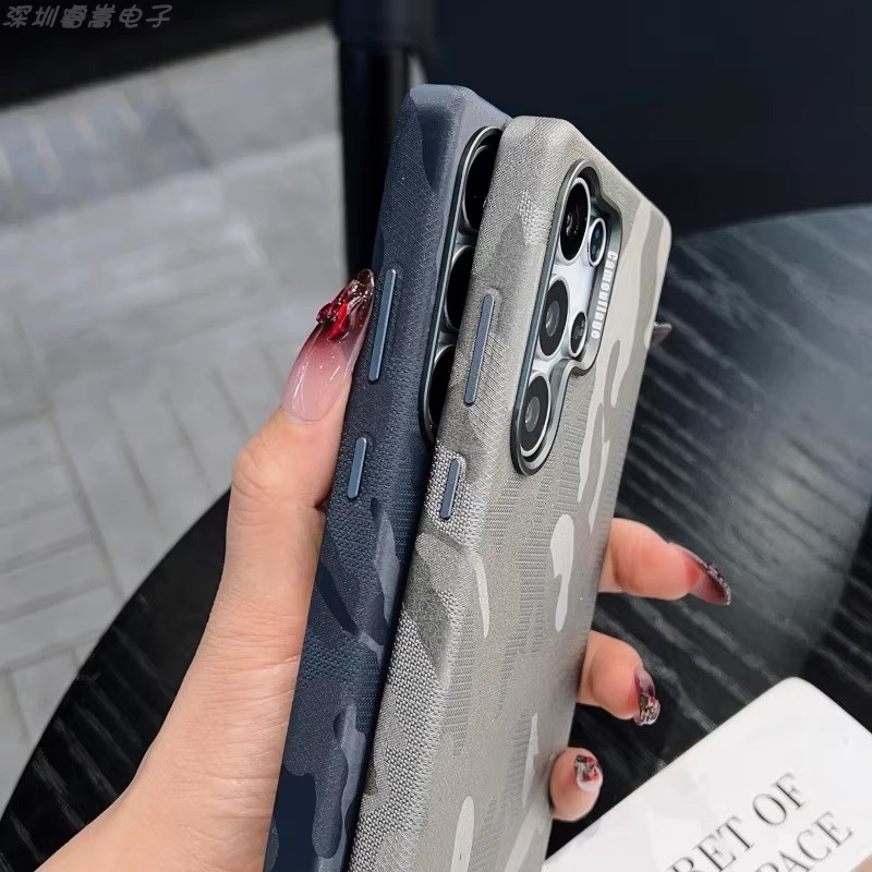 Samsung S25 Ultra S24 Ultra S23 Ultra Magnetic Camouflage ขนสัตว์และผ้าลินิน Denim หนังกันกระแทกเคสโทรศัพท์สําหรับ Galaxy S25 S24 + S23 โลหะแหวนกล้อง - รูปที่ 5