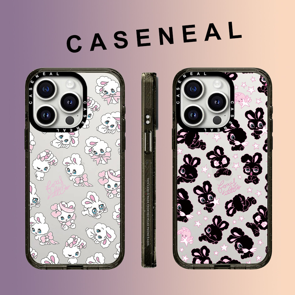 CASENEAL การ์ตูนน่ารักโบว์ซนกระต่ายอะคริลิคใสเคสโทรศัพท์สําหรับiPhone 16 Pro Max 15 Plus 14 ProMax 13 12Proกันกระแทกโทรศัพท์ขอบนุ่มฮาร์ดป้องกันกรณี