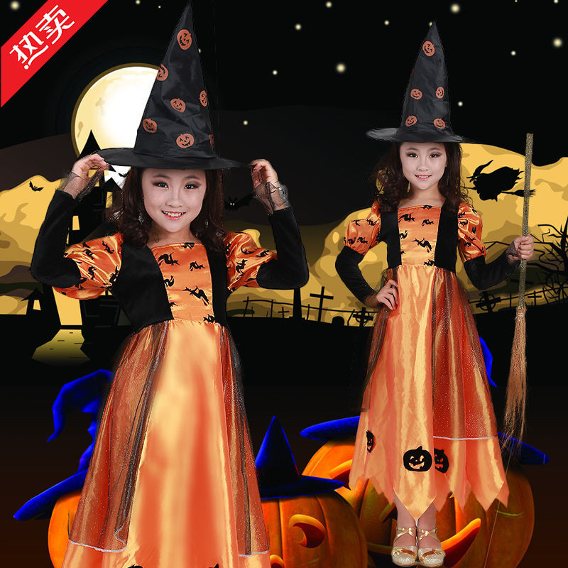 เครื่องแต่งกายฮาโลวีนสำหรับเด็ก คอสเพลย์แม่มดและฟักทอง พร้อมแฟนซีบอล ddh20250630