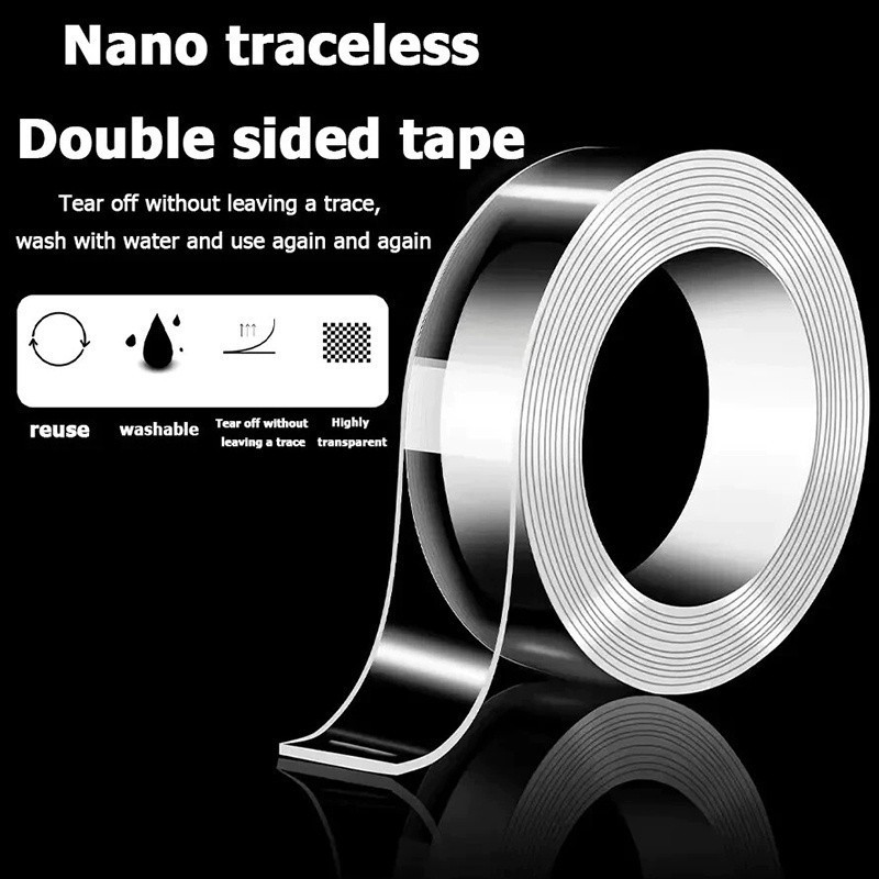 【ถูกที่สุด】เทปกาว 2 หน้านาโน โปร่งใส อเนกประสงค์ เทปรุ่นนาโน กันน้ำ กาวสองหน้าแบบใส