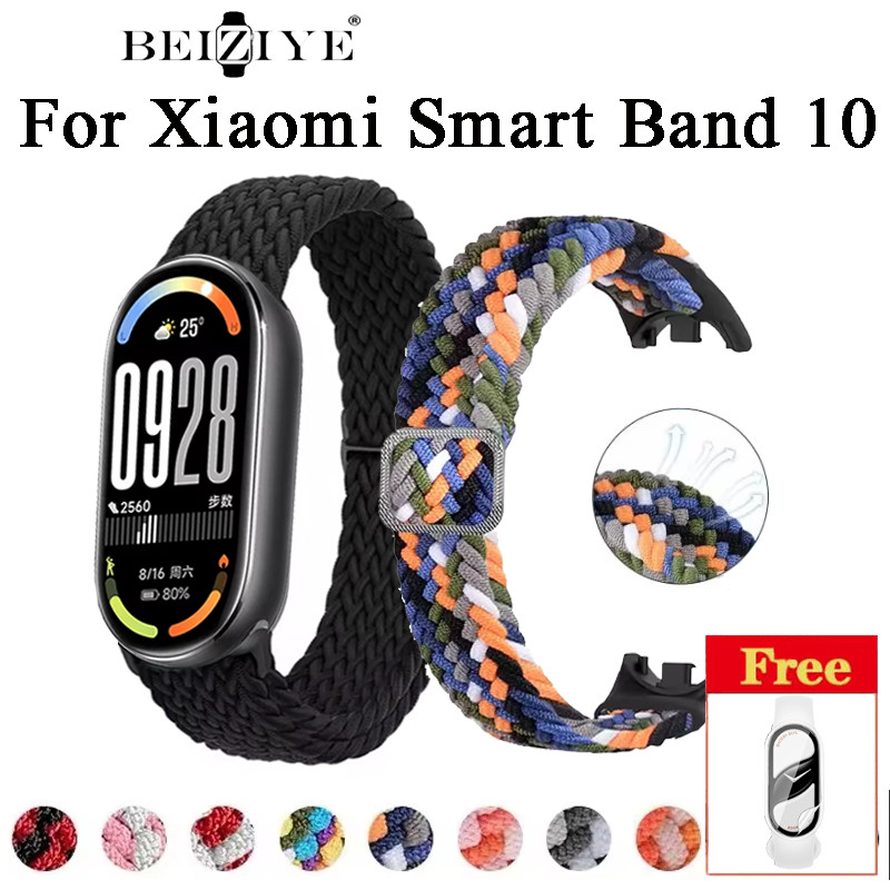 สายรัดไนลอนสําหรับ Xiaomi Smart Band 10 เข็มขัดทดแทนไนลอนยืดหยุ่นสําหรับอุปกรณ์เสริมสร้อยข้อมือ Xiao