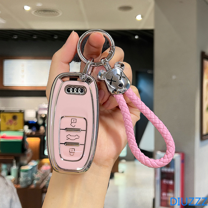 สําคัญรถสีชมพูTPUสําหรับAudi Q7 A8 Quattro A1 A3 8P A4 A5 A6 A7 S3 S4 S5 S7 S8 R8 Q2 Q3 Q5 Q8S TTR E