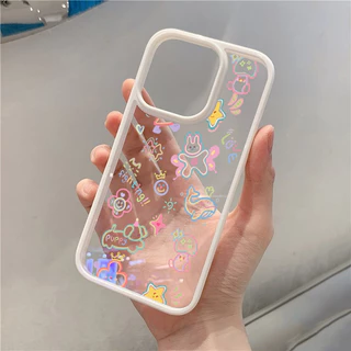 SAMSUNG ปลอกสําหรับsamsung A06 A16 A05 A05S A15 A55 A35 A26 A56 A36 A54 A12 A52 A34 5G A32 น่ารักการ์ตูนที่มีสีสันรูปแบบกันกระแทกClear Hardซิลิโคน